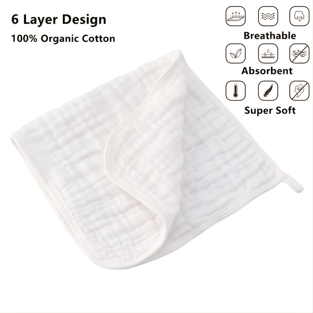 8/10 Pack Muslin Burp Cloths Baby Burp Clothes - Burp Rags For Boy Girls Muslin Bibs 6 Layers Large 20''x10'' 100%  Hand Washcloths Soft Absorbent