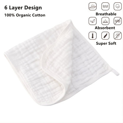 8/10 Pack Muslin Burp Cloths Baby Burp Clothes - Burp Rags For Boy Girls Muslin Bibs 6 Layers Large 20''x10'' 100%  Hand Washcloths Soft Absorbent