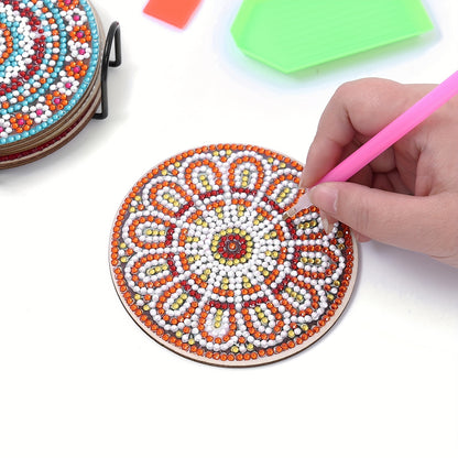 Kits de sous-verres pour peinture diamant, 6 pièces, sous-verres Mandala lavables pour débutants, adultes et enfants, fournitures d'artisanat d'art 