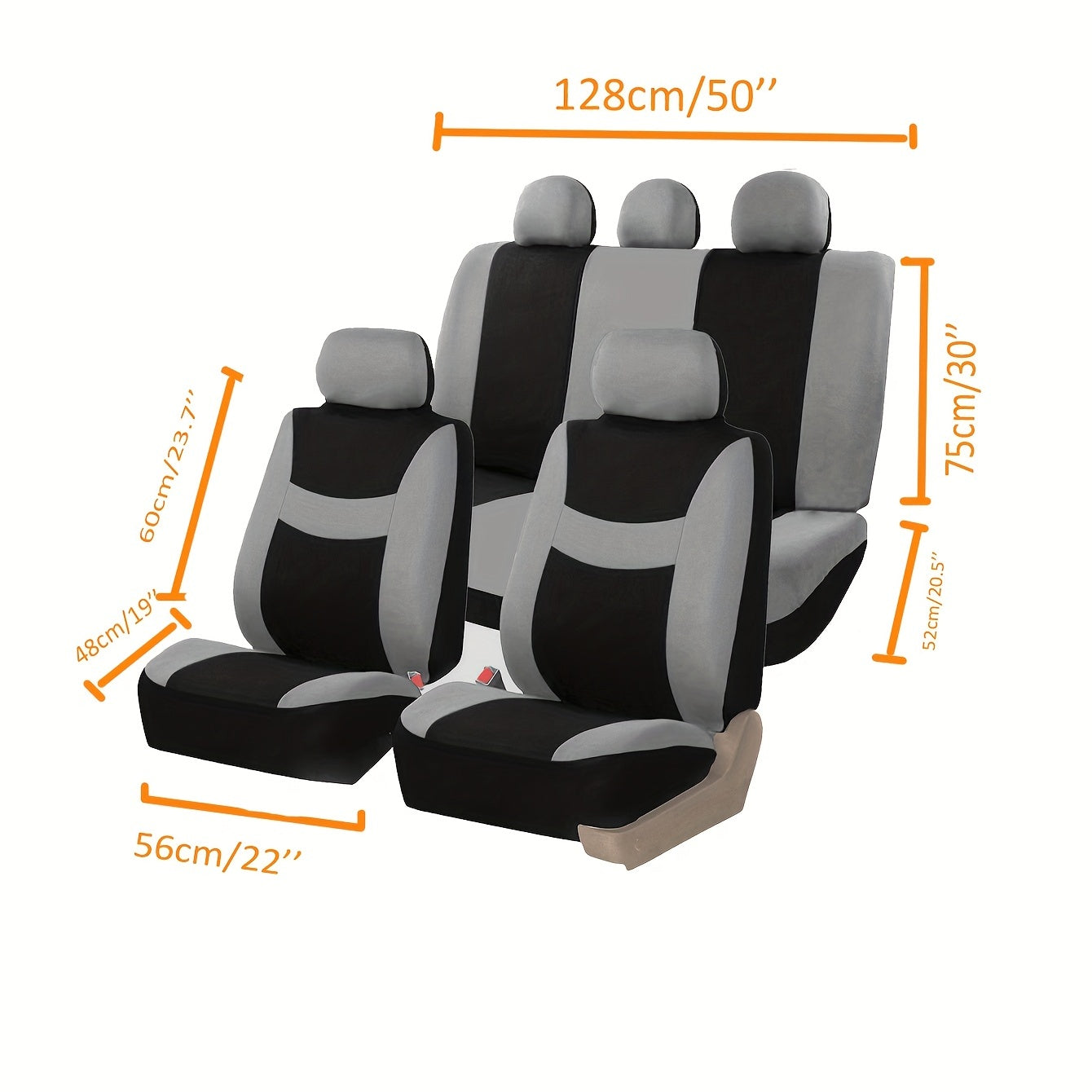 9pcs Polyester Fabric Car Seat Cover Universal Style Multi-color