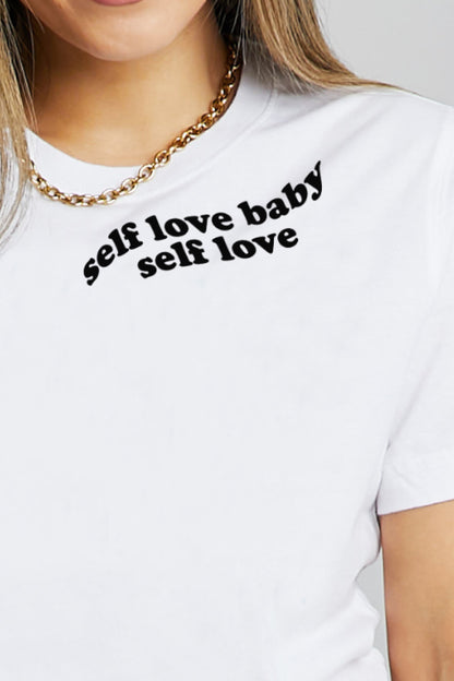 Camiseta de algodón con estampado de SELF LOVE BABY SELF LOVE de tamaño completo de Simply Love