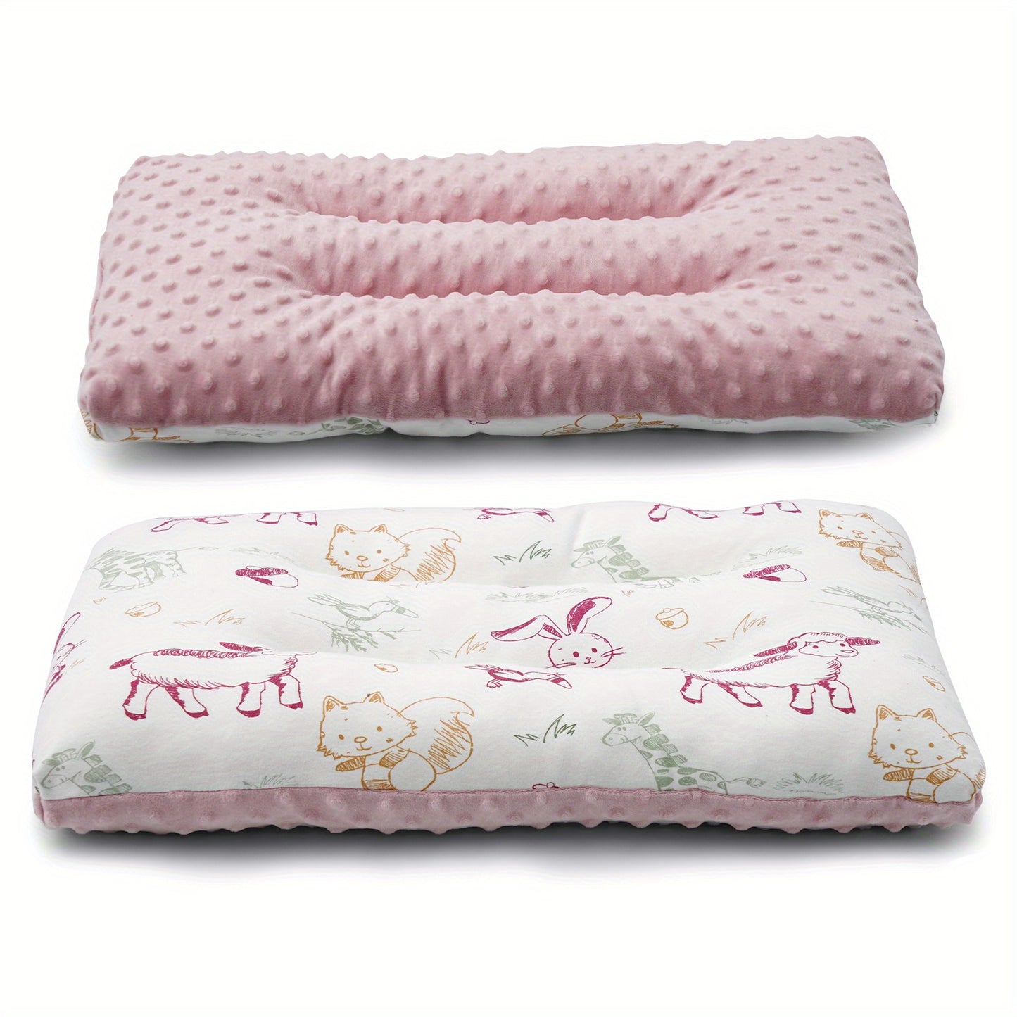 Super Soft & Ergonomic Baby Pillow - Double Sided Cotton & Fabric, Machine Washable