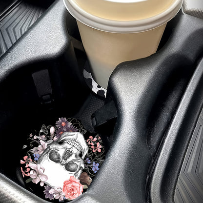 Sous-verres de voiture en Silicone imprimés de fleurs, 2 pièces, coussinet de tasse antidérapant pour fournitures d'intérieur de voiture 