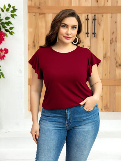 Flutter Sleeve Round Neck Tee