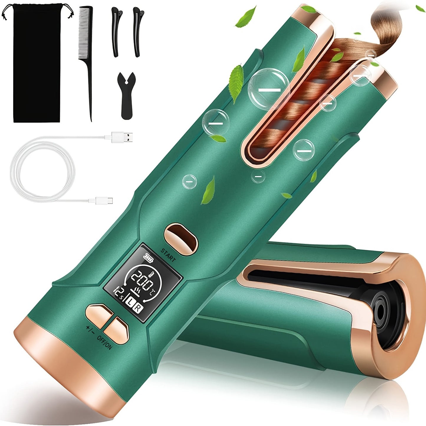 Wireless Automatic Hair Curler with LCD Screen - Ceramic Heating Wave Curling Tongs for Salon-Quality Styling at Home!