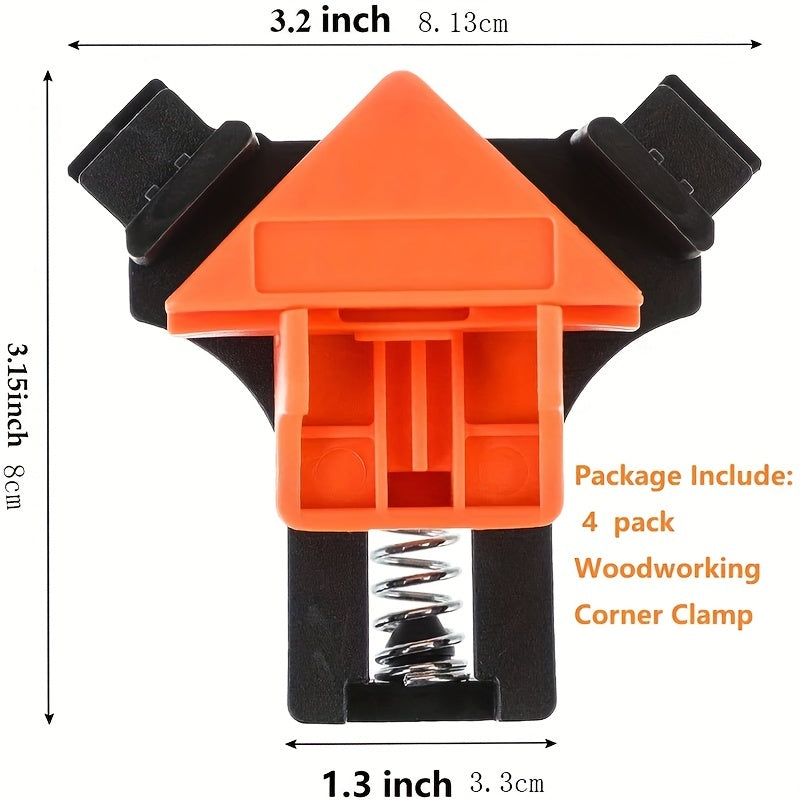 4pcs 90° Angle Clamps: Woodworking Corner Clip Fixer for Drilling, Making Cabinets, Boxes, Drawers & More!