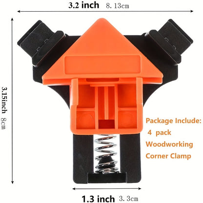 4pcs 90° Angle Clamps: Woodworking Corner Clip Fixer for Drilling, Making Cabinets, Boxes, Drawers & More!