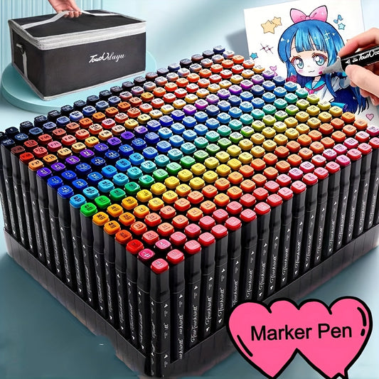 48/80/120/168pcs Color Art Markers Double-ended Sketch Markers Set For Drawing Comics Design, Hand-painted Design Set,Children's Stationery Set