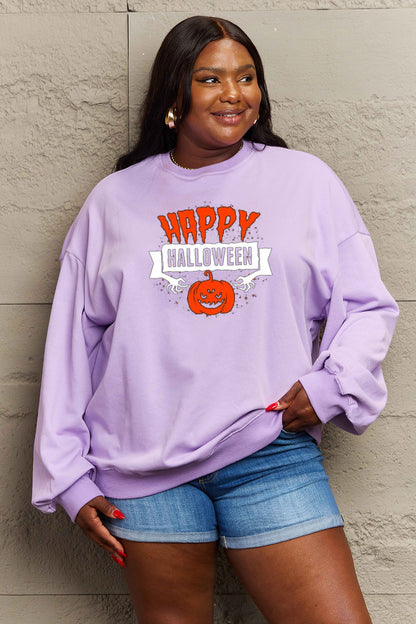 Simply Love Full Size HAPPY HALLOWEEN Graphic Sweatshirt