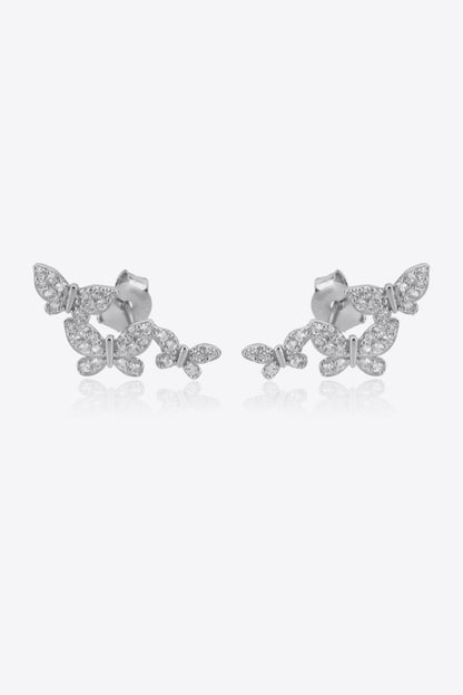 Zircon Butterfly 925 Sterling Silver Earrings