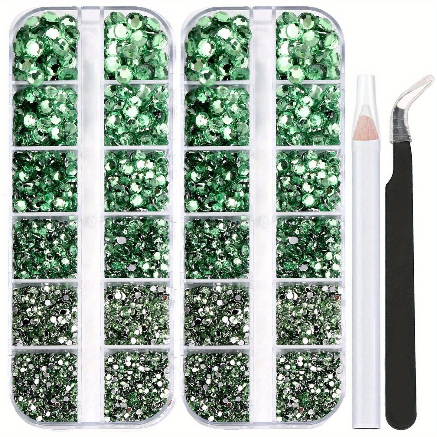 5320 pieces 6 Sizes Flat Back Crystal Rhinestones with Pick Up Tweezer and Picking Pen for Crafts, Nails, Faces, Clothes, Shoes, Bags - DIY Jewelry Making Supplies