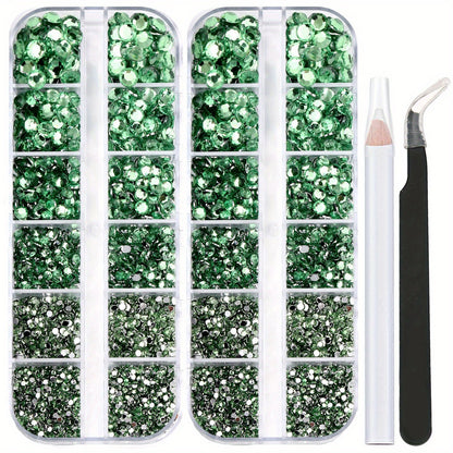 5320 pieces 6 Sizes Flat Back Crystal Rhinestones with Pick Up Tweezer and Picking Pen for Crafts, Nails, Faces, Clothes, Shoes, Bags - DIY Jewelry Making Supplies