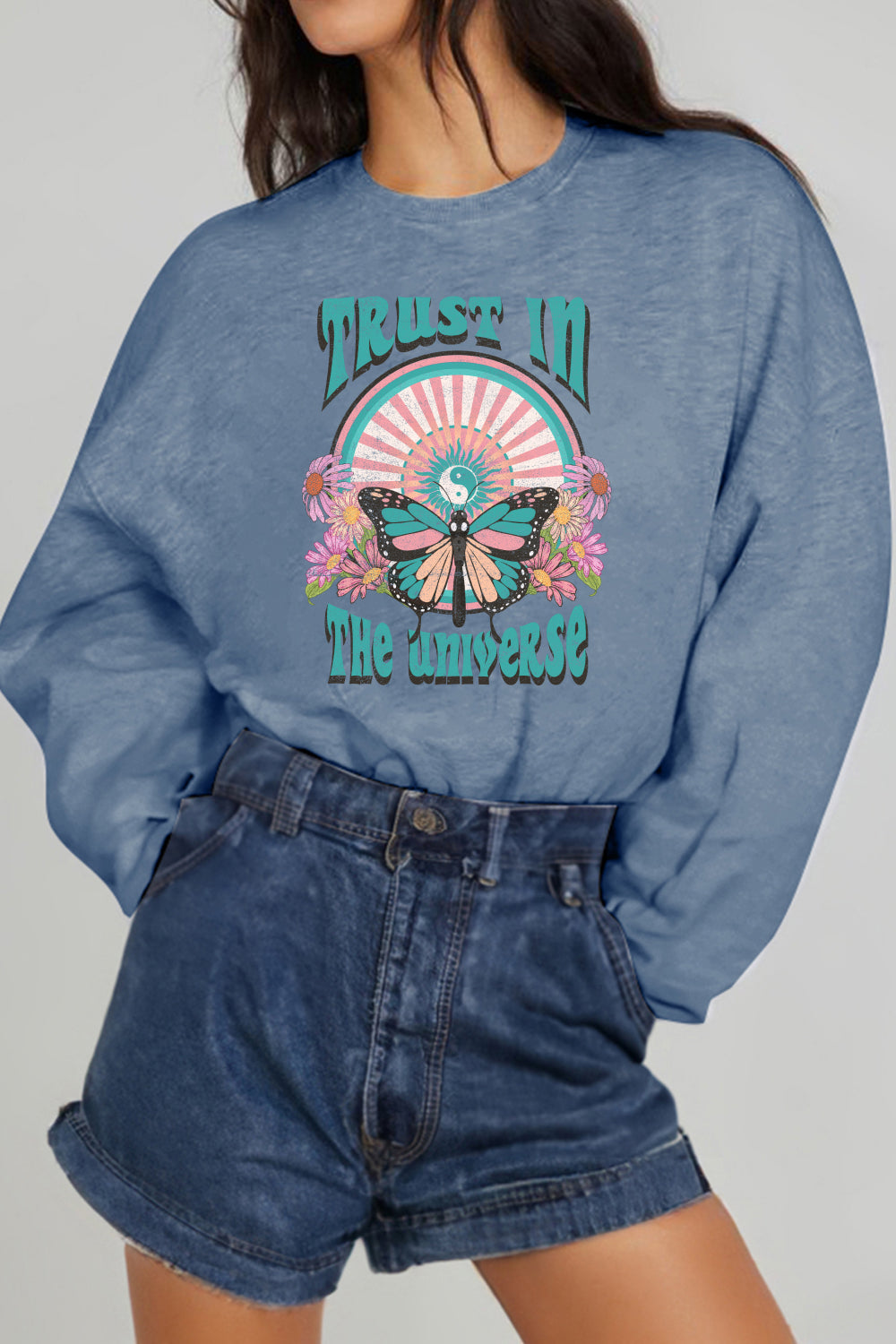 Simply Love Simply Love Full Size TRUST IN THE UNIVERSE Graphic Sweatshirt