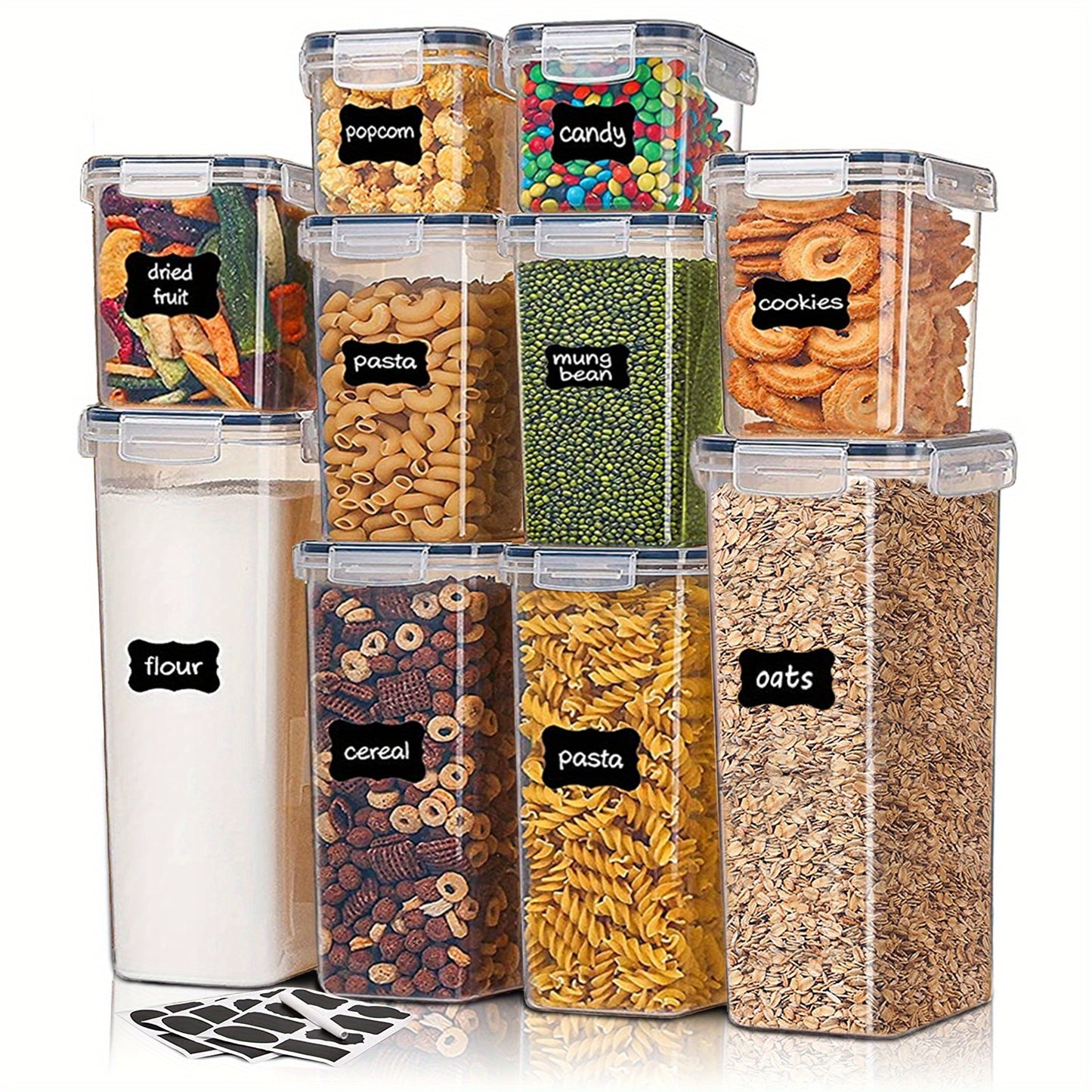 10-Piece Airtight Food Storage Containers: BPA-Free, Dishwasher-Safe, Perfect for Storing Sugar, Flour & Baking Supplies!