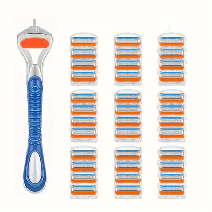 5-Layer Blade Set for Men: Get Smooth, Silky Skin with Our Shaving Razor & Holder for Face, Leg, Arm, Armpit Hair Removal!