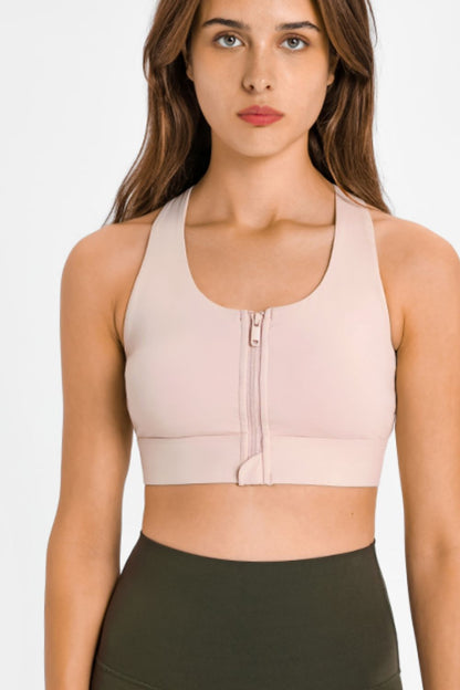 Soutien-gorge de sport zippé à dos nageur