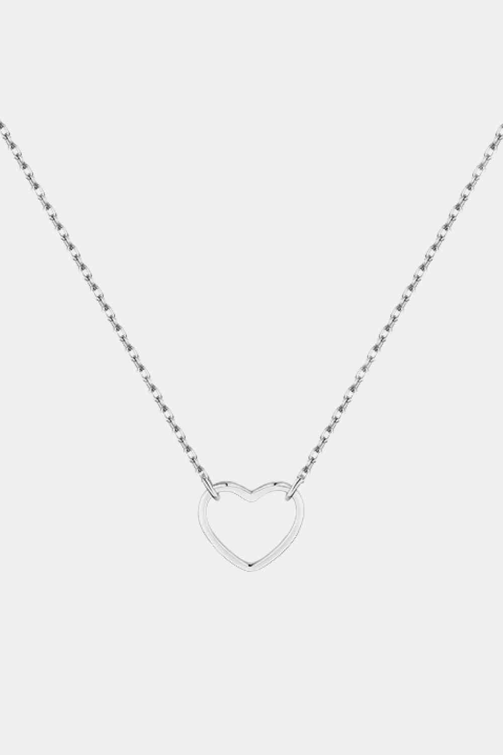 925 Sterling Silver Heart Shape Pendant Necklace