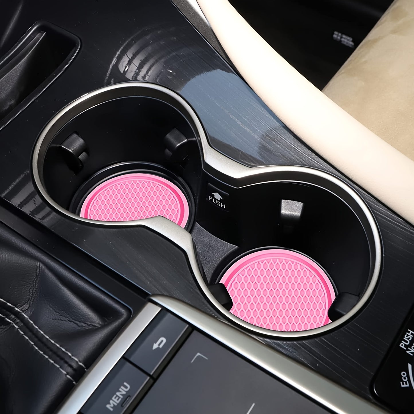 Upgrade Your Car's Interior with These 4Pcs Universal Non-Slip Cup Holders Embedded In Ornaments Coasters!