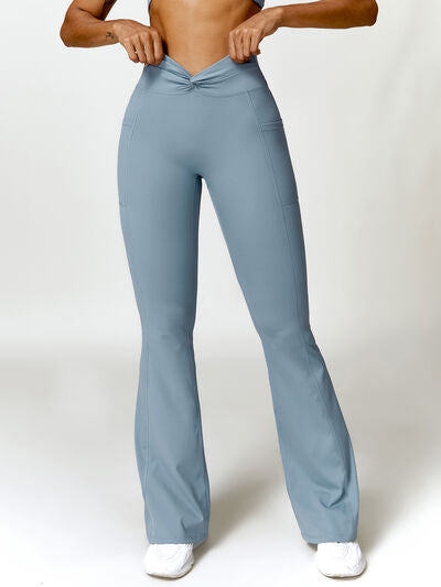 Twisted High Waist Active Pants with Pockets