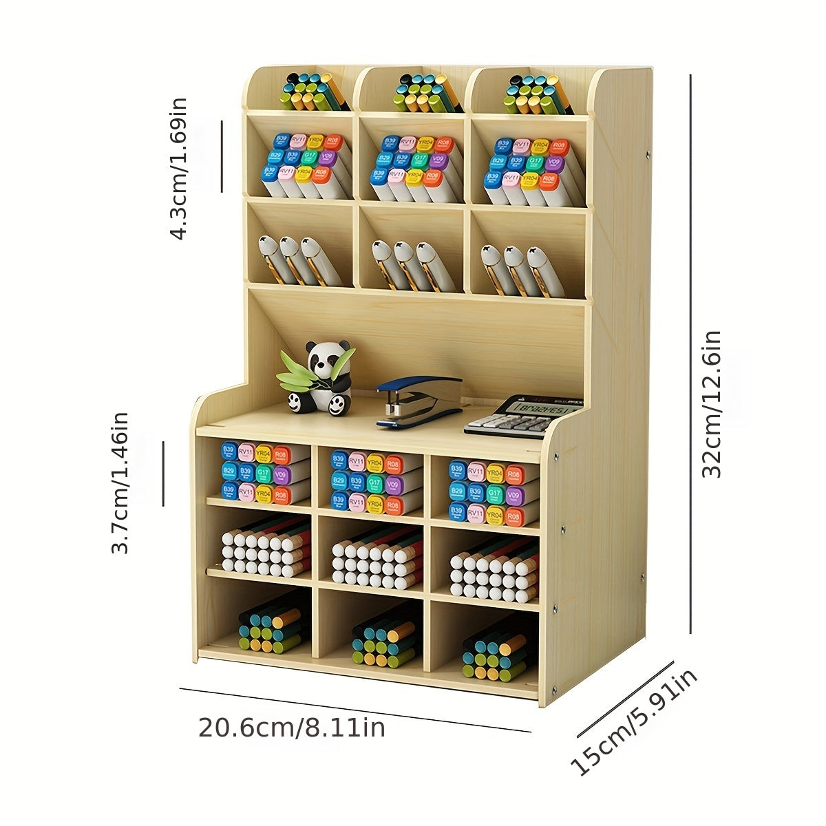 1 porte-crayon en bois : assemblage manuel de bricolage pour fournitures scolaires, de bureau, de maison et d'art - Organisateur de papeterie de bureau pour accessoires de bureau 