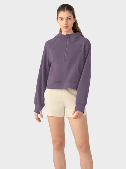 Half-Zip Long Sleeve Sports Hoodie