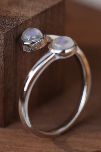 Bague Toi Et Moi en argent sterling 925 avec pierre de lune naturelle de haute qualité