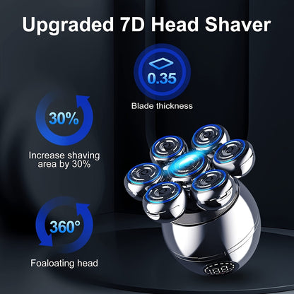 7D Head Shaver For Men: 6 In 1 Waterproof With LCD Display & Bald Head Shavers For Men - Get a Clean & Smooth Shave!