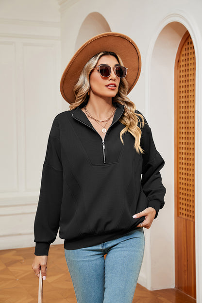 Half-Zip Dropped Shoulder Sweatshirt