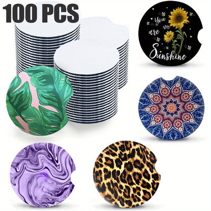 20/50/100pcs Sous-verres de voiture vierges par sublimation, sous-verres de sublimation vierges à ouverture ronde de 2,75 pouces pour l'artisanat de bricolage par sublimation, sous-verres de voiture 