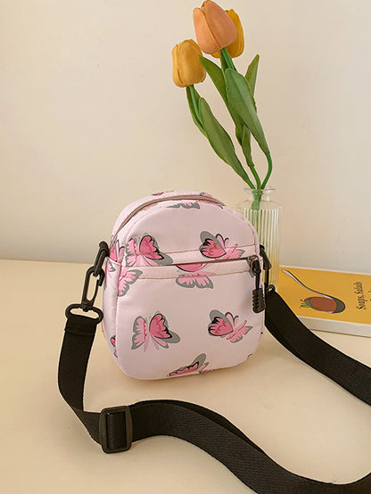 Butterfly Print Polyester Shoulder Bag