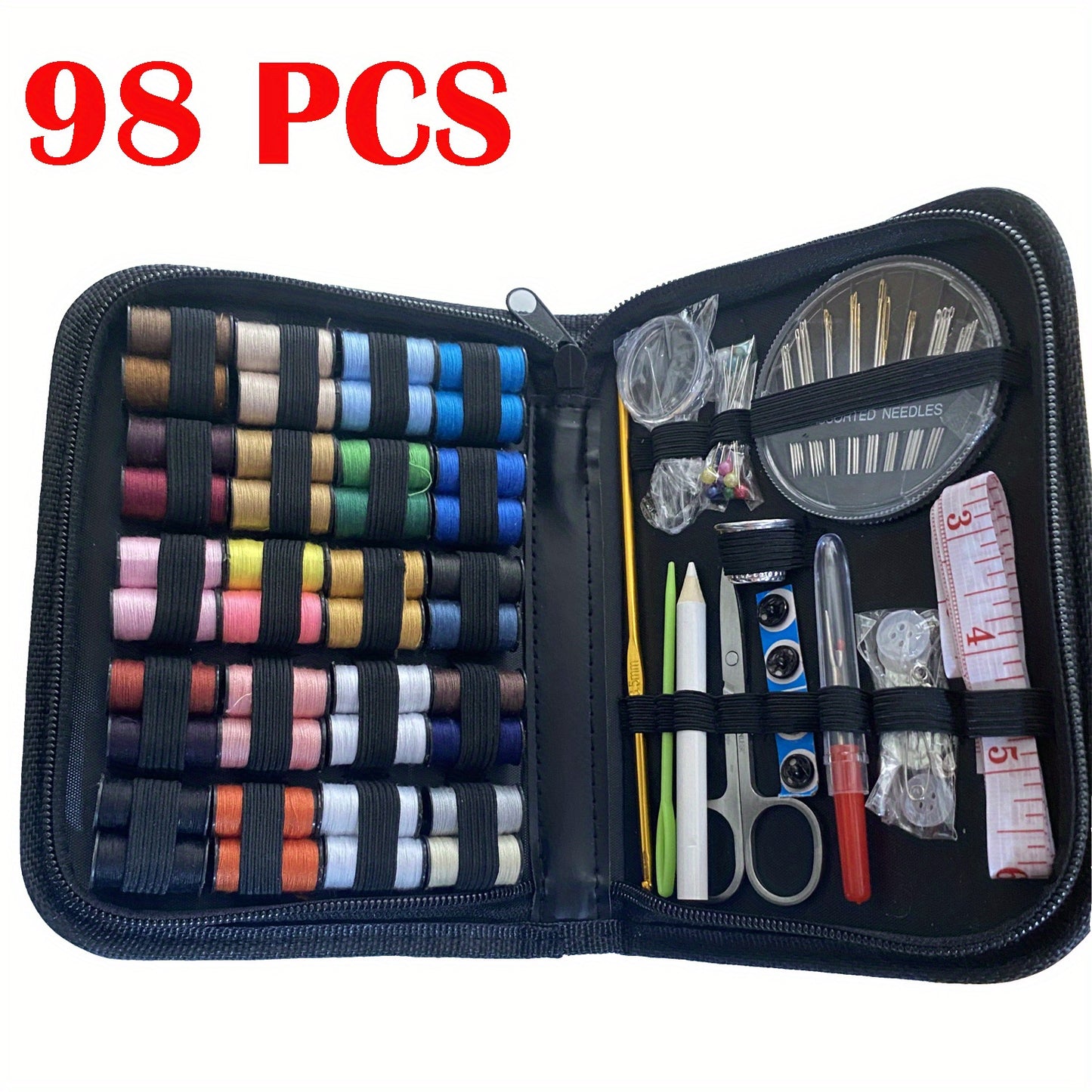 68/98/130pcs Sewing Kit: Portable Sewing Supplies for Home, Traveler, Beginner & Emergency - Includes Thread, Scissors, Needles & More!