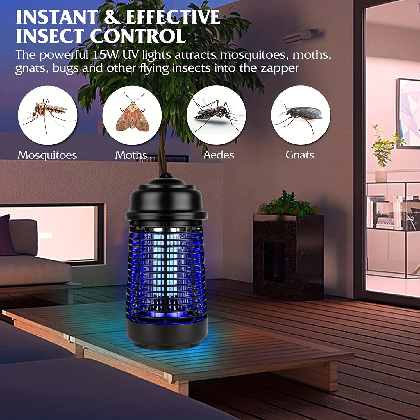 20W Electric Mosquito Zapper - Metal Grid, UV Light Fly Killer - Up To 1000sq. Ft Coverage - Waterproof - For Home, Patio, Garden, Kitchen