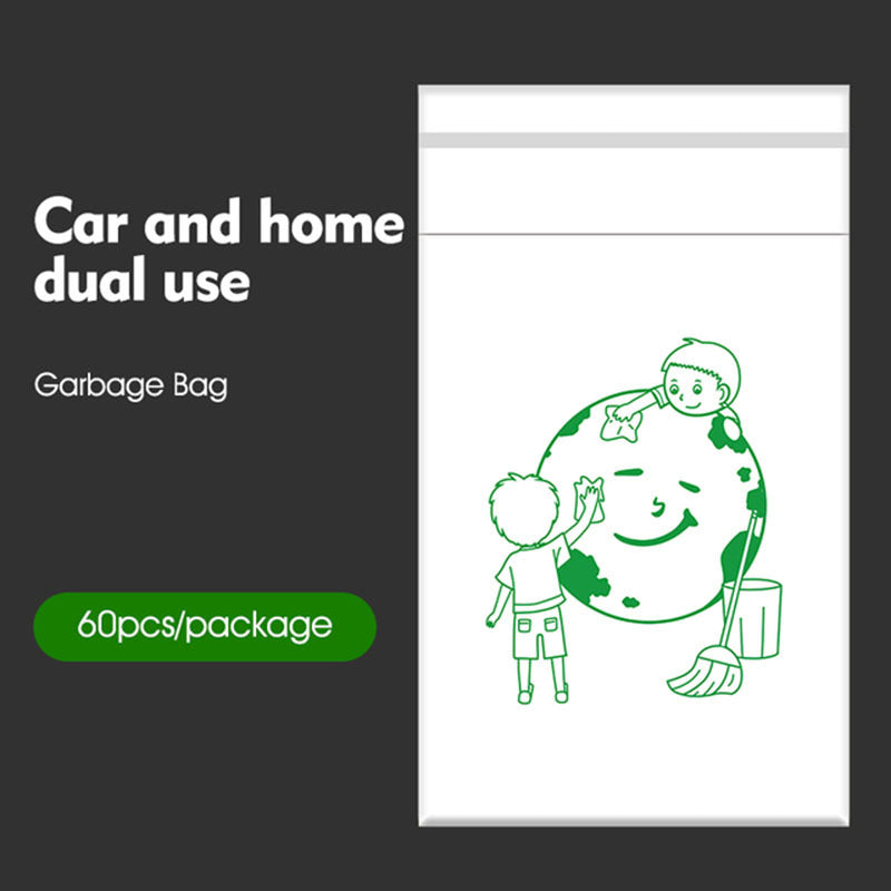 60pcs Stickable Car Garbage Bag - Portable, Disposable, and Environmentally Friendly