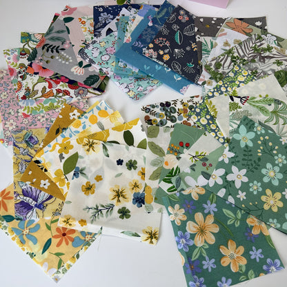 50pcs 10*10cm/3.9*3.9in Twill Pastoral Flowers And Plants Series Hundred Quilt DIY Patchwork