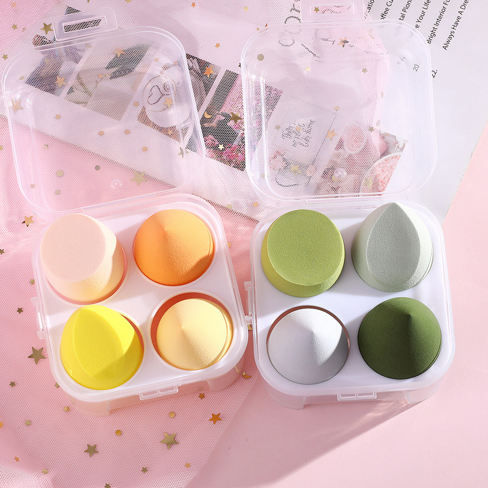 4 pcs Flawless Beauty Eggs - Transparent Box for Creams, Powders, and Liquids - Keep Your Makeup Organized and Easy to Find