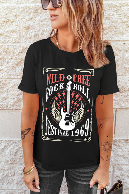 Guitar Graphic Cuffed T-Shirt