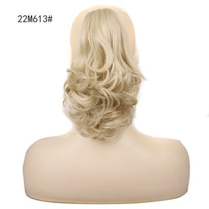 Postiche synthétique blonde mixte avec cordon de serrage, extension capillaire longue et ondulée pour femmes 