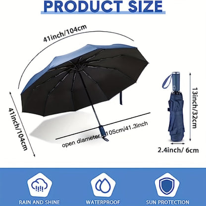 Stay Dry in Any Weather with this Fully Automatic 10 Ribs Rain Or Shine Umbrella - Multiple Colors Available!