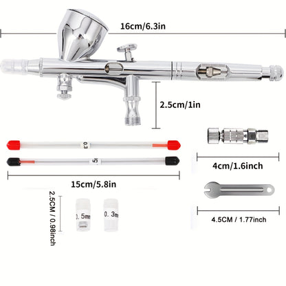 180T Professional Dual Action Gravity Multipurpose Spray Gun Kit, 0.2mm/0.3mm/0.5mm Dual Action Airbrush Kit For Airbrush Painting, Tattoo, Cake Decorating