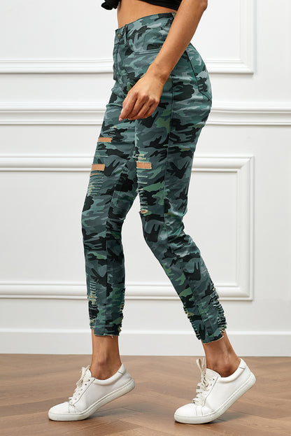 Baeful Distressed Camouflage Jeans