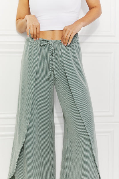 Blumin Apparel Confidently Chic Full Size Split Wide Leg Pants in Sage