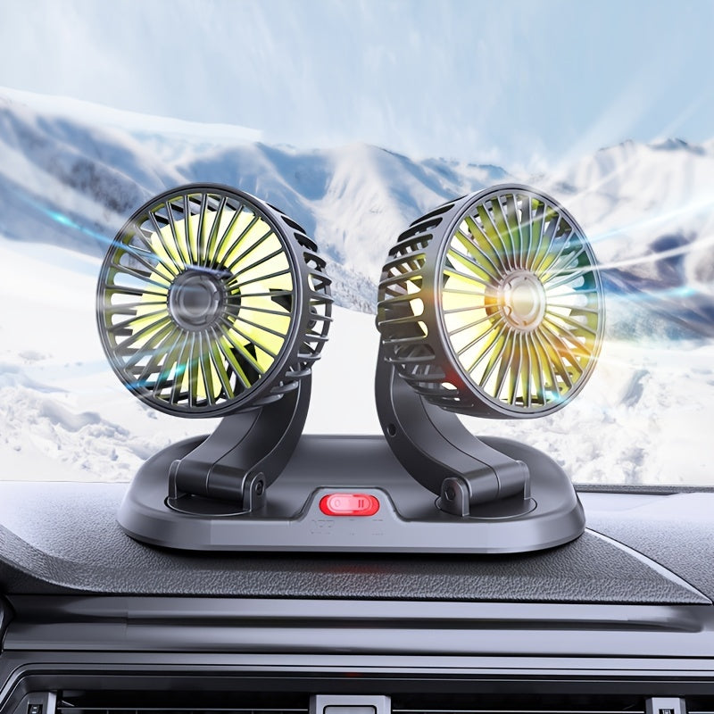 Adjustable Multi-function Car Mini Double-headed Fan - Perfect for Summer Drives and Home Use