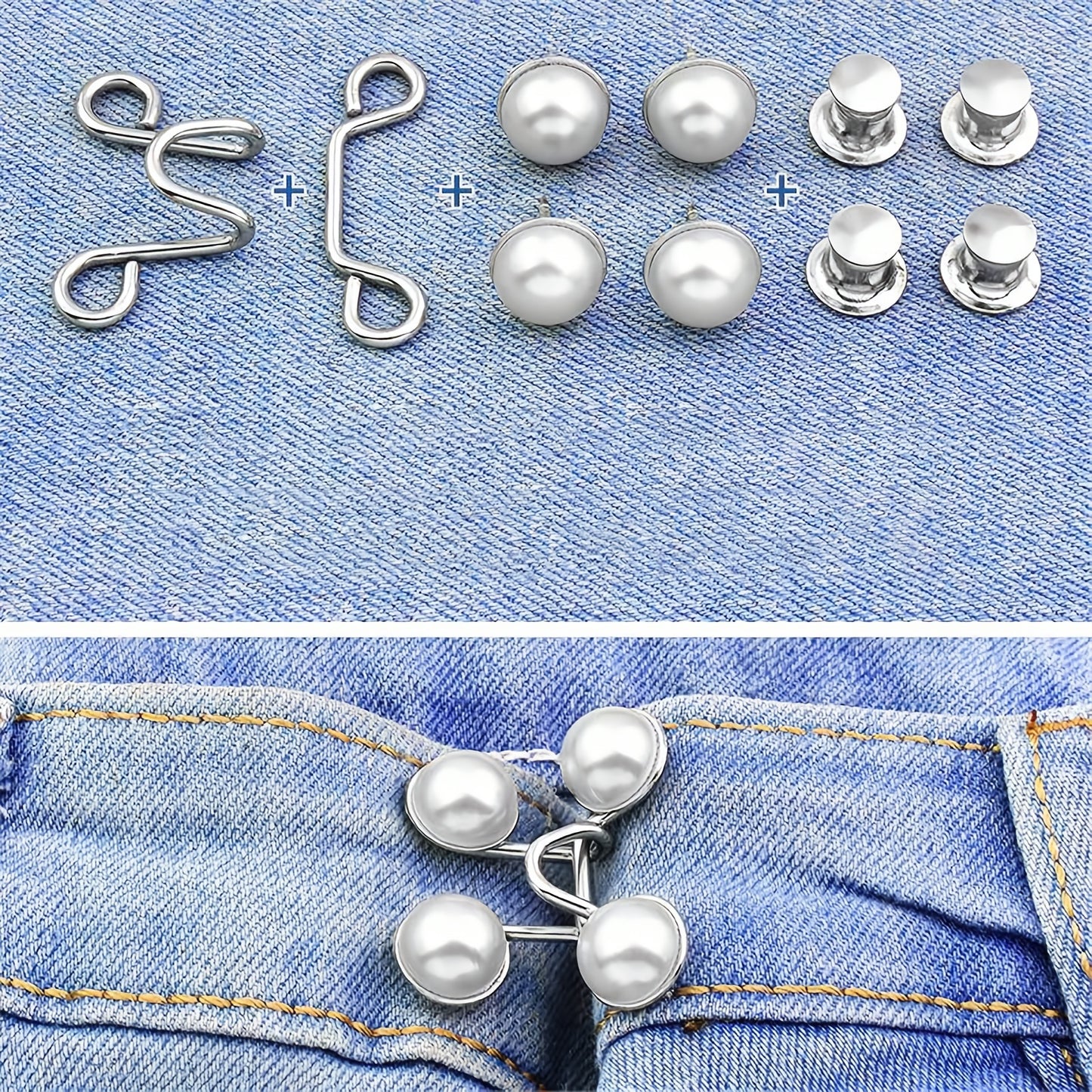 1 Set Of Pant Waist Tightener Instant Jean Buttons For Loose Jeans Pants Clips For Waist Detachable Jean Buttons Pins No Sewing Waistband Tightener