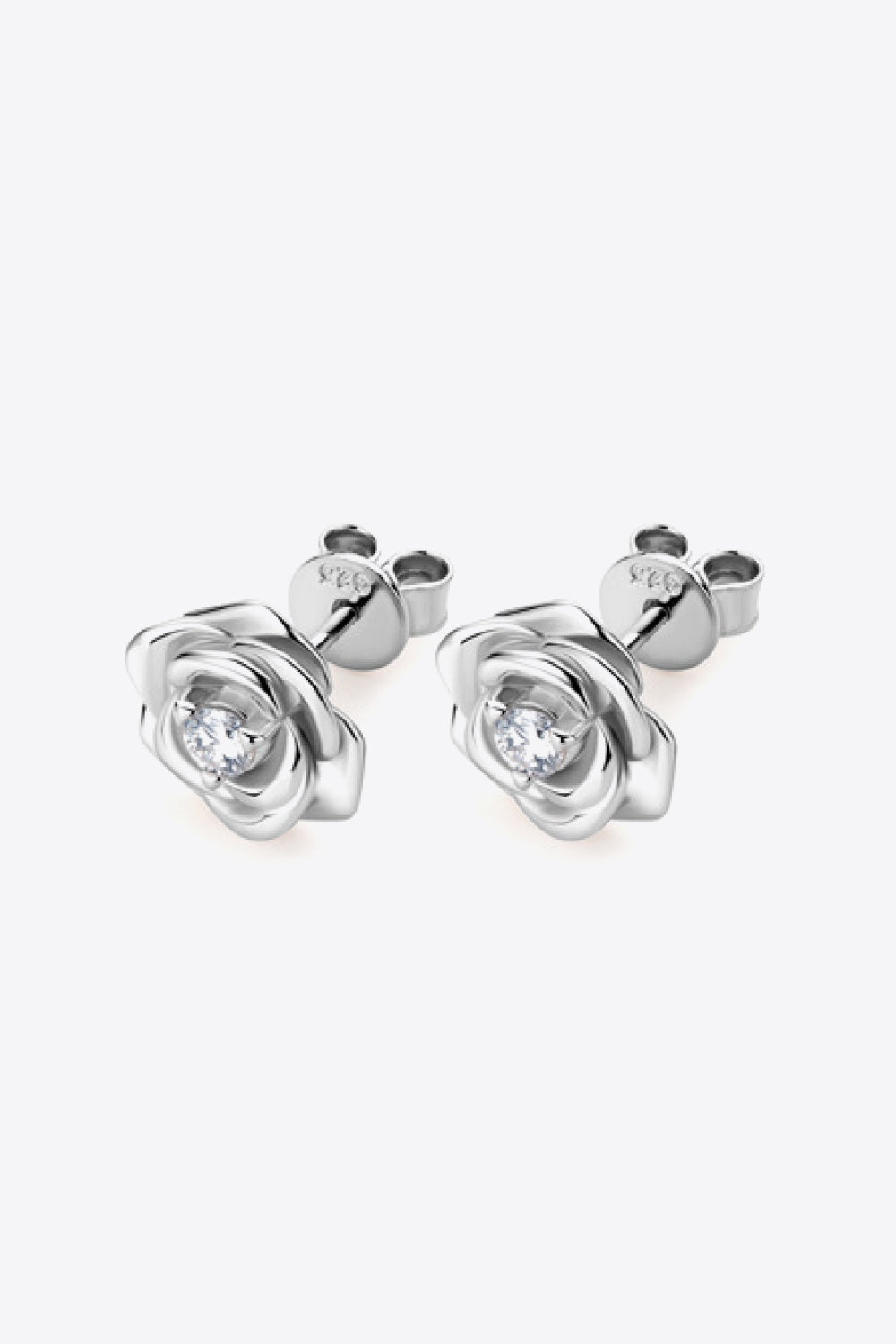 Boucles d'oreilles en argent sterling 925 avec fleur de moissanite