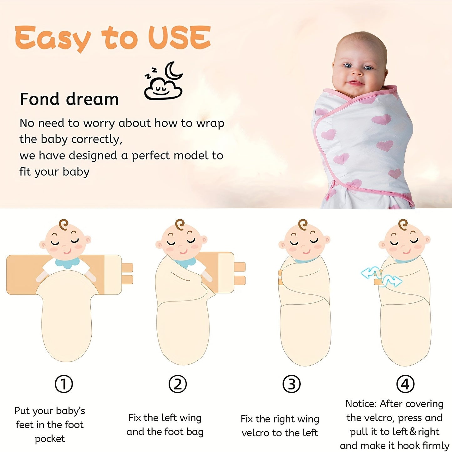 The Perfect Swaddle for Newborns: 1 Set of Small & Medium-Sized Swaddling Sleeping Bags for Boys & Girls, Easy Wrapping & Preventing Startle Reflex.