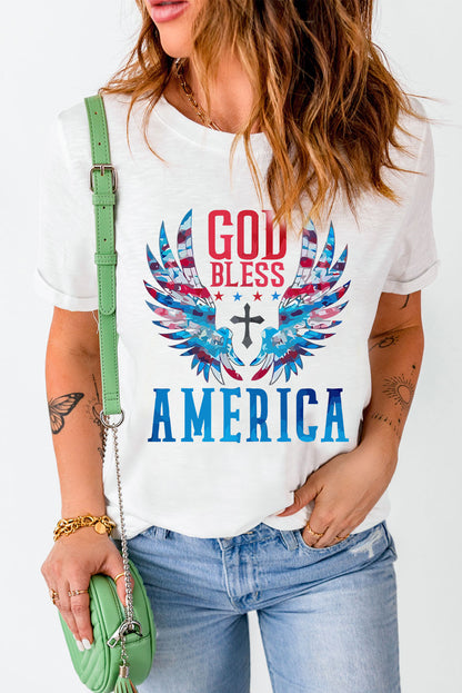 GOD BLESS AMERICA Cuffed Tee Shirt