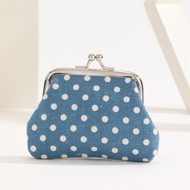 Stylish Polka Dot Kiss Lock Coin Purse - Convenient Earphone Storage Wallet