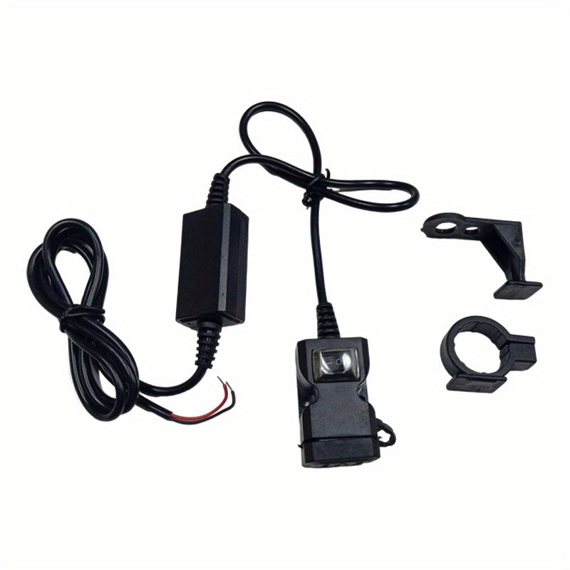 Upgrade Your Motorcycle with This Dual USB Charger Adapter - Waterproof, 12V-24V Power Outlet, and Mirror Mount Bracket with Switch Car Charger For All Phones!