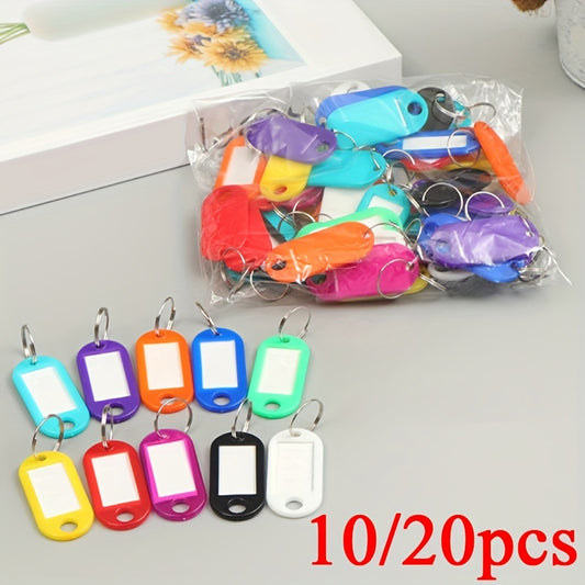 10/20pcs Colorful Markable Keychain Luggage Tags - Perfect for Organizing Your Keys & Luggage!