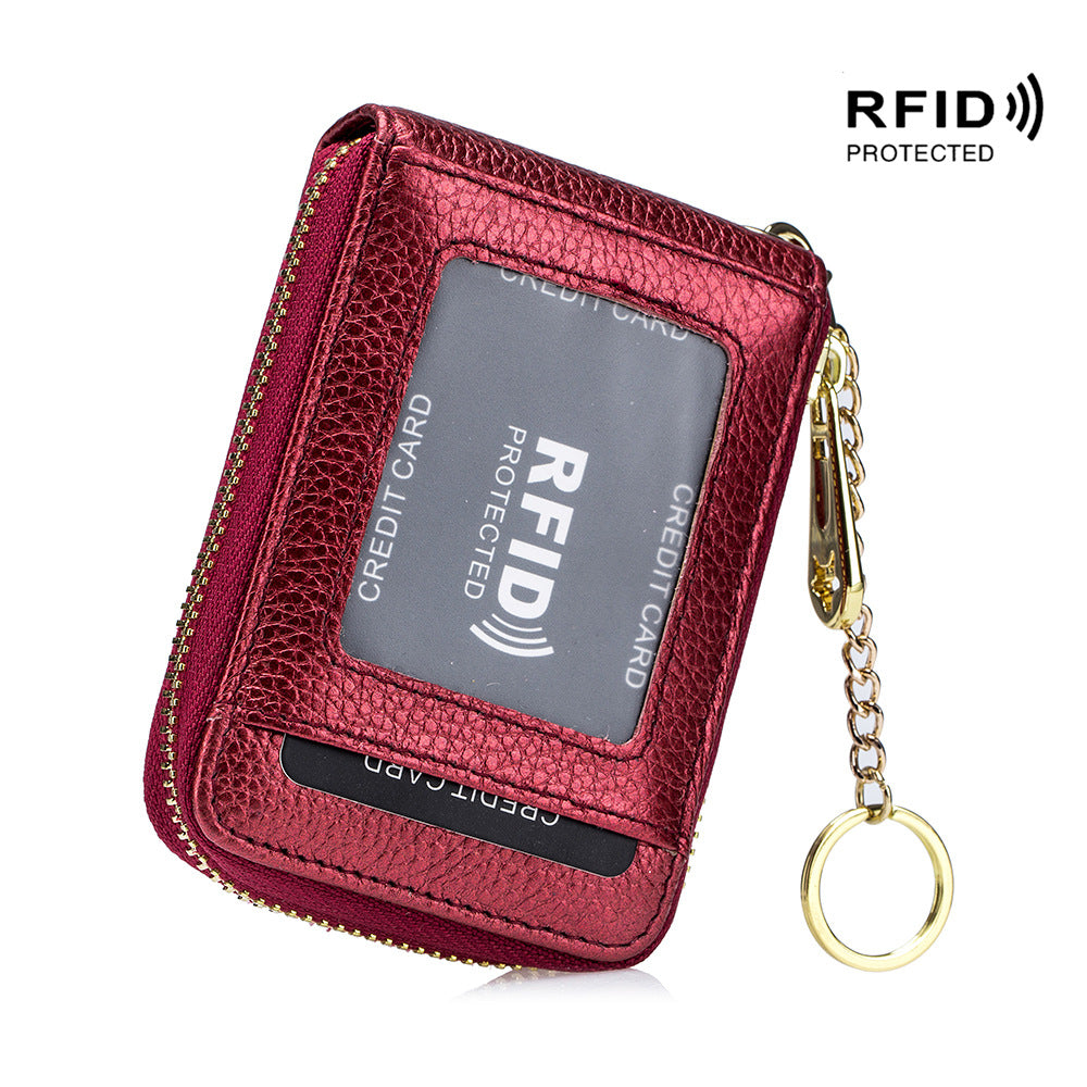 Porte-cartes de crédit RFID élégant – Portefeuille multi-compartiments avec étui à cartes simple à fermeture éclair 